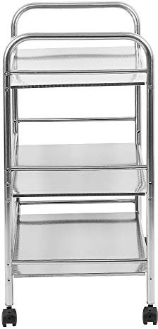 HUOLE Chariot de Service en Acier Inoxydable avec roulettes, Chariot de Restaurant, 3 Etagères de Rangement Desserte de Cuisine Style Contemporain (61 * 36 * 75cm)