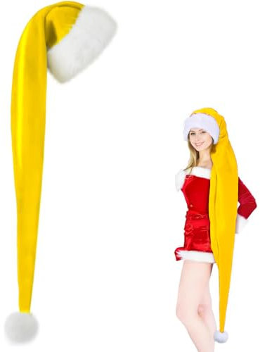 150cm Plüsch Nikolausmütze,Warm Dicker Rosa Nikolaus Mütze für Erwachsene Weihnachtszubehör,Deluxe-Weihnachtsmannmützen mit Samt und Plüschbesatz für Weihnachts Geschenke Weihnachtsfeier Lieferungen