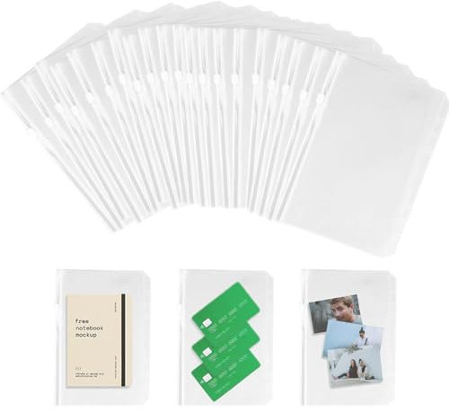 WOPPLXY 100 Stück Wasserdicht A6 Binder Taschen, 6-Loch Budget Planner Zubehör, PVC Kunststoff A6 Binder Taschen mit Zipper für Planer, A6 Notebook, Binder