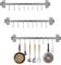 WOPPLXY 3PCS Utensil Rack with Hooks - 40cm Stainless Steel Kitchen Hanging Rail - 8 Hooks Wall Mounted Utensil Hanger Movable for Kitchen, Bathroom Storage Organise