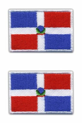 Juego de 2 parches bordados, diseño de bandera de República Dominicana