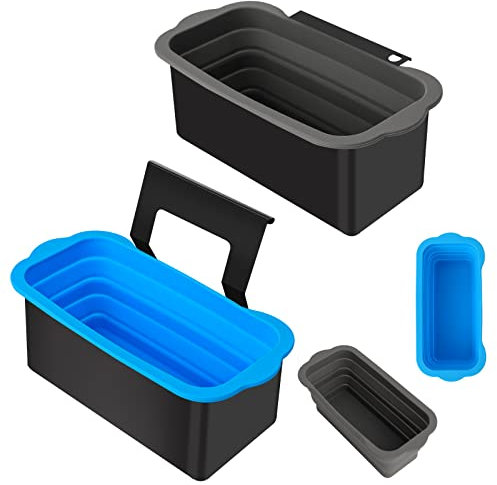 Talacone Fodera in Silicone per Vassoio di Grasso BBQ, 20,3x7,6x9,4cm Vassoio Pieghevole per Grasso BBQ per Vaschetta Raccogligrasso per Blackstone Piastre (Blu, Grigio)