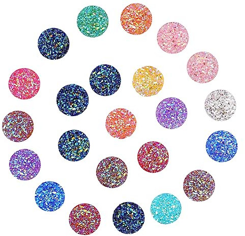 NUOBESTY 200piezas Parches De Resina Falsos Druzy Cabujones Redondos Para Fabricación De Joyería Suministros De Manualidades Mezcla De