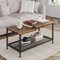 LUNSY Couchtisch Wohnzimmertisch 2-Stufig aus MDF-Holztisch Holz mit Stahlgestell und Unterer Ablage, Couchtisch Sofatisch Modern Industrie-Design, Coffee Table Einfache Aufbau
