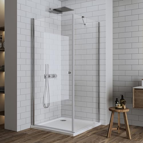 LUXESPIRE Duschkabine 75x90x185cm Eckeinstieg Duschabtrennung mit Seitenwand Duschwand 6mm ESG Echtglas Dusche (Ohne Duschwanne)