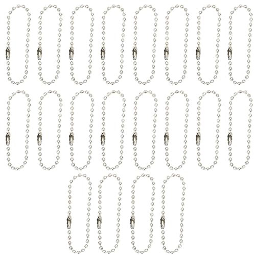 LuLiyLdJ 20 Stück 12 cm silberne Edelstahlkette, Schlüsselanhänger, Kugelkette für Halskette, Schlüsselanhänger zum Basteln