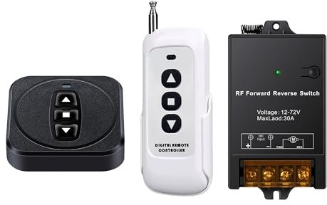 12v Forward Reverse Remote Switch with 30a Relay,RF DC 12v Wireless Up Down Switch,24v 36v 48v 60v 72v 12 Volt Remote Control Switch Controller for Winch,Linear Actuator and Motor,Winch