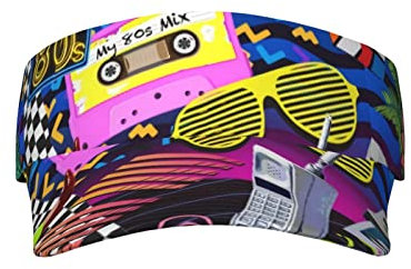 Zltegako Retro Mode 80er 90er Jahre Hüte Herren Damen Lustige Sonne Sommer Strand Retro Graffiti Sonnenblende Hüte für Männer Frauen, 80er 90er Jahre Graffiti_11, One size