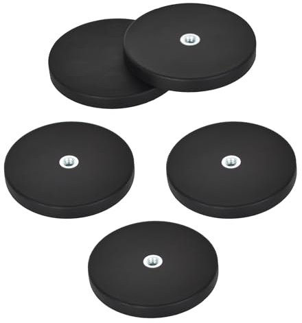 5 Stück Magnet mit Innengewinde M6, Neodym Magnete Gummiert 66mm, Haftkraft 18 Kg, Magnetischer Montagesockel