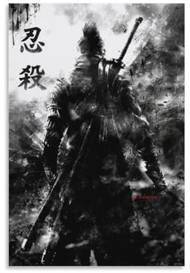 TSNKNP Fan Art Sekiro Poster Dekorative Malerei Leinwand Wandkunst Wohnzimmer Poster Schlafzimmer Malerei,Wandkunst Bilddruck Moderne Familienzimmer Dekor 12x18inch(30x45cm)
