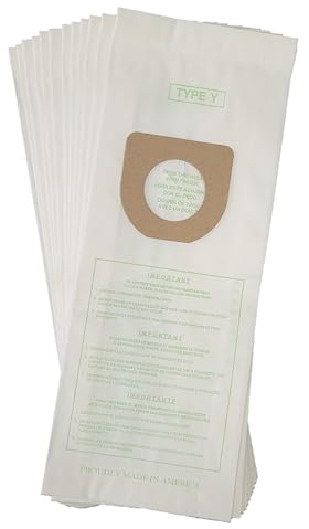 12 Type Y Paper Bags For Hoover Windtunnel, Tempo, Power Drive, Dimension, Dirt Finder, Autodrive, Select Turbopower, Powermax, Breathe Easy Caddy Vac Upright Vacuum Cleaner. Fits Type Z Made in USA