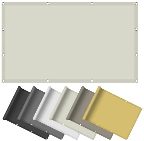 Sonnensegel Sonnenschutz Garten 1 x 5.1 m, Wasserdicht 98% UV Schutz Outdoor Markise Baldachin inkl Befestigungsseile für Garten Terrasse, Elfenbein