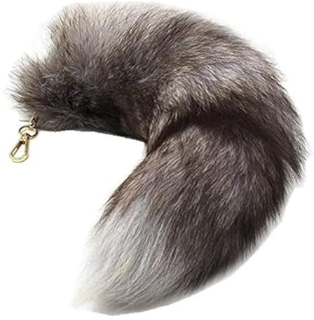 MUNSKT Fuchsschwanz 40 cm zotteliger Fellschwanz Fuchsschwanz Tierschwanz Schlüsselanhänger dekorativer Therianschwanz für Handtasche Rucksack Cosplay