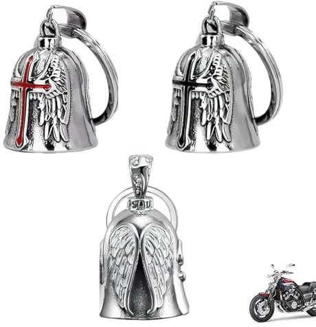 Thoquene 3 Stück Guardian Bell Motorrad Glocke Glücksbringer Glöckchen, Edelstahl Biker Bell