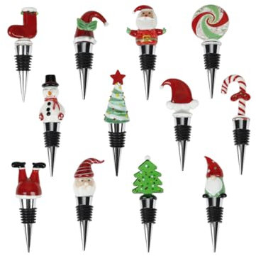 BRANDANI Tappo per Bottiglia Vino Acciaio Vetro 81100 Decorazione Natale Babbo Natale Rosso Bianco Verde Accessori Vino