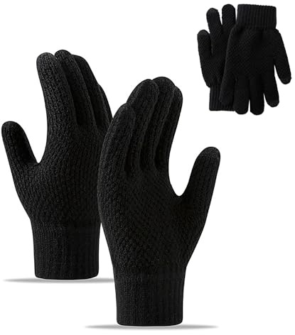 Strickhandschuhe, Schwarz , average size