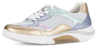 Gabor Damen Low-Top Sneaker, Frauen Halbschuhe,schnürschuhe,schnürer,straßenschuhe,Strassenschuhe,Sportschuhe,Weiss/silb/Champ k.,42 EU / 8 UK
