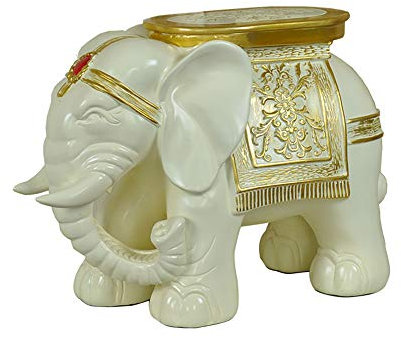 Hand Carved Elephant Resin Sculpture Statue Ornament for Small Table Stool or Plant Pot Stand