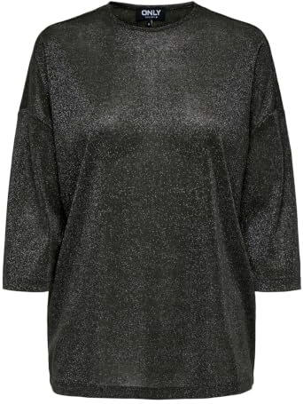 ONLY Damen Onlsilvery Glamour Lurex 3/4 Top JRS, Rosin, S
