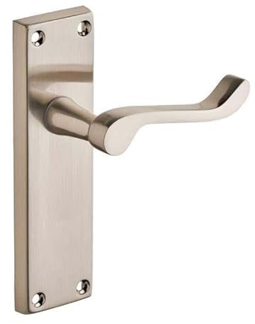 Designer Levers - Victorian Scroll Long Lever Latch Door Handle - Satin Nickel - 1 Pair - Lever Latch Handle - Interior Use - Long Latch