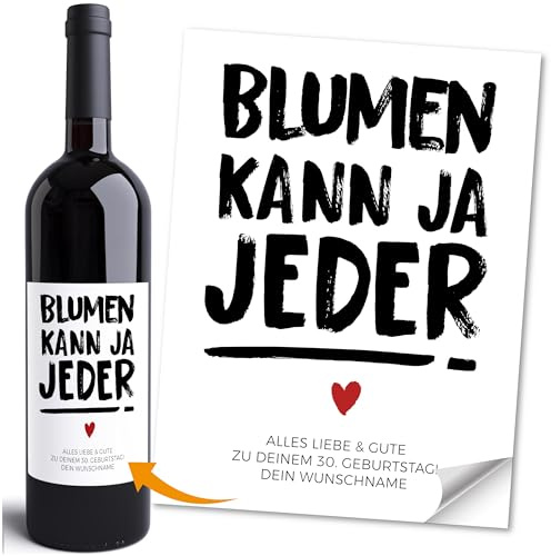 Moonworks® Weinetiketten personalisiert Flaschenetiketten selbstklebend Geschenkidee Geburtstag Besondere Anlässe Weingeschenk Schwarz unisize