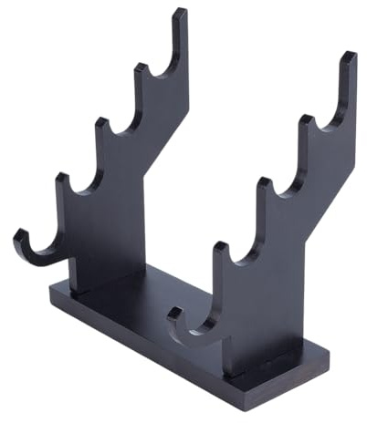 OLYCRAFT 4 Niveaux Présentoir Baguette Sorcier Bois Noir Collection Magie | 16x6x16.5cm, MatéRiau Naturel de Bois de ChêNe, Sorcier Support Présentation Magique pour Baguette de Sorcier Collection