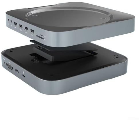 ZiStarlilife Für Mac Mini Dock mit 4K60Hz HDMI-kompatibel, USB-A/C-Anschlüsse und SSD, SDTF-Steckplätze, mit M.2 NVMeSATA SSD-Gehäuse, für verbesserte Datenübertragungsraten, integrierter