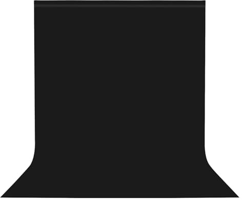 FWEEK Schwarzer Fotohintergrund, 3 × 4 m mit 4 Klammern für Foto und Video | 100-g-Polyester-Baumwoll-Mischgewebe für Porträts, Modeaufnahmen und Hochzeiten