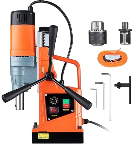 2 Boring Diameter Magnetic Drill Press - 1550W Electric Mag Drill with 13000N Force, Portable and Variable Speed Drilling Machine - 500 RPM