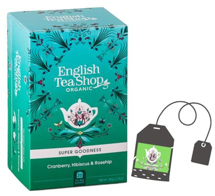 English Tea Shop | Infuso BIO Mirtillo Rosso Ibisco Rosa Canina - 20 Filtri in Eco Box (35 Gr) | Tisana Base Frutta con Citronella e Zenzero Senza Caffeina