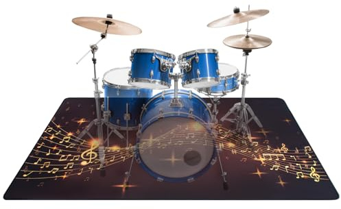 OUUTMEE 160 x 120 cm,Schlagzeugteppich, rutschfeste Schlagzeugmatte, Übungsunterlage für elektronische Schlagzeuge, Schlagzeugzubehör für Jazz-Schlagzeug-Kits Bodenschutz (Musiknotenmuster)