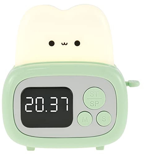 Eyoulife Toaster Light mit Zeitmanagement Tool LED Nachtlicht, Cute Toast Wecker Lauter Ton 12 Formate, Kinderzimmer Deko, Digital Wecker Kinder für Babys Jungen Mädchen Altere(Grün)