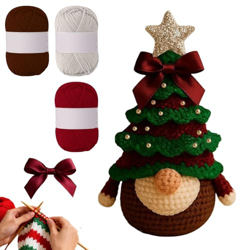 Häkel Weihnachtsbaum Set DIY Häkel Set Weihnachtsbäume für Anfänger Weihnachts HäkelsetHandgefertigter Gehäkelter WeihnachtsbaumHäkeln für Anfänger MaterialpaketWeihnachtsdeko (Weihnachtswichtel)