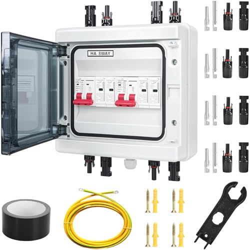Protection contre les surtensions PV, DC 40 A/1000 V, disjoncteur – Disjoncteur de protection contre la foudre IP65 étanche Protection de tension solaire pour photovoltaïque 2 en 2 sorties