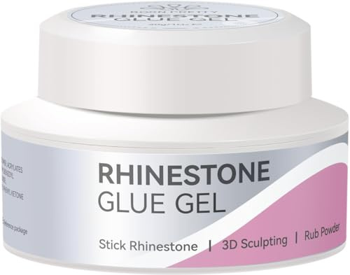 Born Pretty Gel adhesivo de estrás para uñas, 30 g, pegamento extremadamente fuerte, gel transparente sin limpiar, pegamento de estrás para decoración de uñas 3D, decoración en polvo cromado