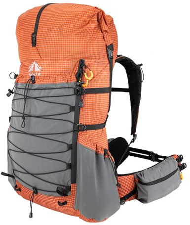 Night Cat Wanderrucksack 70L für Herren Trekking: 1,5 kg Leichtes Rucksack | Aluminium Innenrahmen - Dyneema Gewebe - Verstellbare Tragegurte für Alpinisten Wanderer Weitwanderwege Waldwege Bergwege