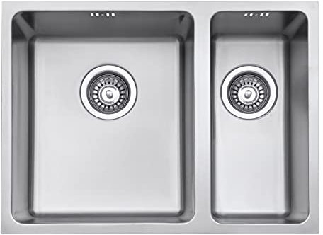 JASSFERRY Fregadero de cocina 1,5 senos, de Acero Inoxidable, bajo encimera, con colador de residuos