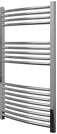 Greened House Chrome Heated Towel Rail Curved 600mm W x 1000mm H | Central Heating, Towel Radiator, Bathroom