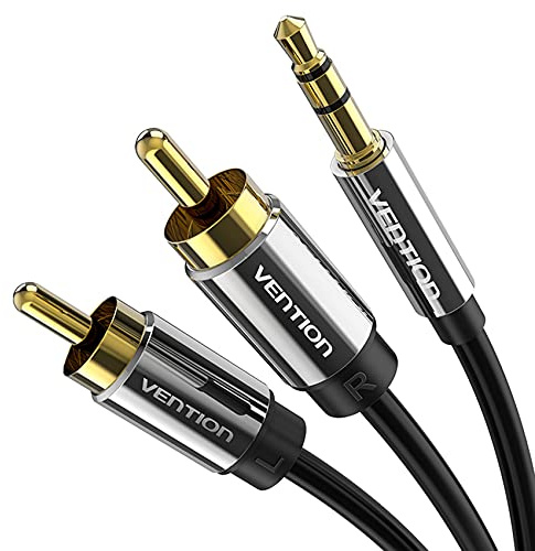 VENTION Câble RCA Jack Audio Cordon Jack 3.5mm vers 2 RCA Mâle Y Auxiliaire Audio Stéréo Câble, Compatible avec Autoradio, Home Cinéma, Haut-parleur, TV, Stéréo, Amplificateur, PC, Smartphone (1,5M)