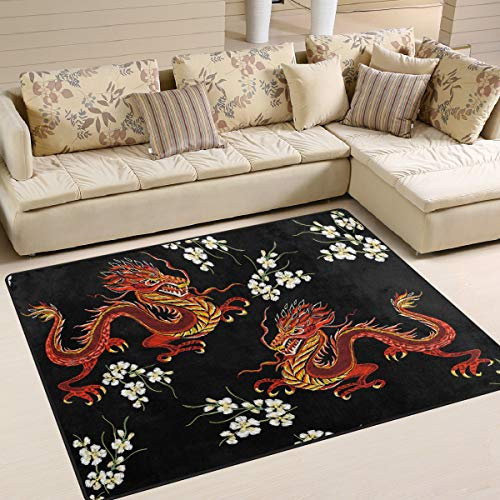 Use7 Teppich mit chinesischem japanischem Drachen-Motiv, für Wohnzimmer, Schlafzimmer, 160 x 122 cm