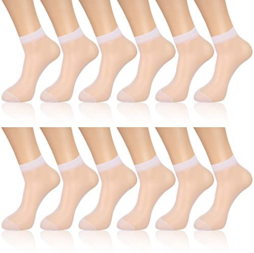 Geyoga 12 Paia Calzini Velati Trasparente in Nylon per Donna (Bianco, M)