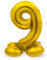 Folat 64709 - Folienballon Zahl 9 - Gold mit Basis ca. 81 cm