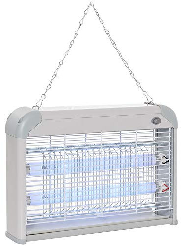 Outsunny Lámpara Anti-Mosquitos Lámpara Mata Insectos Eléctrico Luz Ultravioleta 20W con 2 Tubos Área de Acción 60m² Interiores Exteriores 39x7,5x26,5 cm Blanco