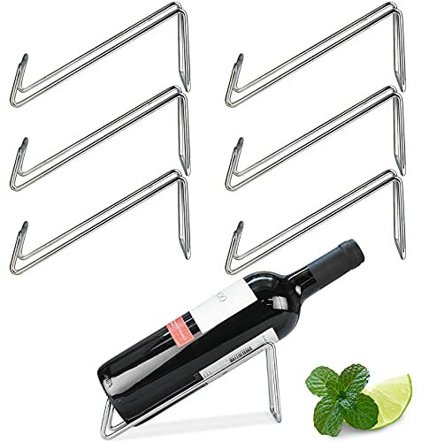 SuproBarware Wine Rack Set of 6- Stainless Steel Single Wine Bottle Holder Rack, Stylish Wine Bottle Organizer Stand Tray Great for Wine Lovers Home Bar Tools