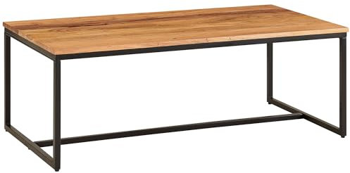 FineBuy Couchtisch 110x60x40 cm Massivholz Metall Sofatisch Wohnzimmertisch Akazie, Stubentisch Industrial, Holztisch Kaffeetisch Massiv, Tisch Wohnzimmer