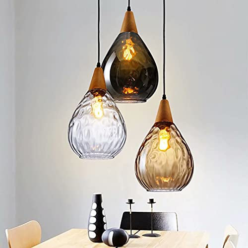 Abat-jour en verre en forme de goutte de lumière pendante en verre avec des ondulations d'eau plafonnier éclairage de plafond lampe de chevet pour chambre, bar, salle à manger