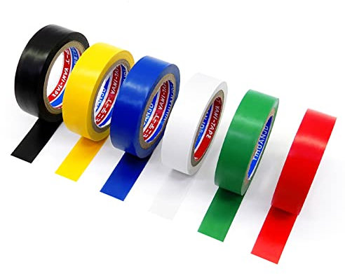 ALBOYI 6 Pack Multi Coloured Electrical Tape, Waterproof Insulation Tape PVC Electrical Insulating Tape 17mm x 9m, Adhesive Electric Tape for Repairing Broken Wires, Masking and DIY Projects