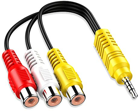 ezqnirk 1pcs 23cm 3.5MM To 3 RCA Cable Video Component AV Adapter Cable Suitable for TCL TV To RCA Red White And Yellow Female Video Cable TV Set