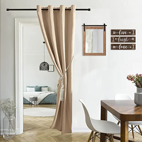 XTMYI Oak Door Blinds for Door Screen,Faux Accordion Insulated Privacy Doorway Drapes for Bedroom,96 Inch Length