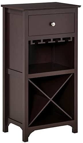 HOMCOM Casier à vin Meuble de Rangement pour Bouteille de vin Porte-Bouteilles + Support Verres + tiroir - Marron